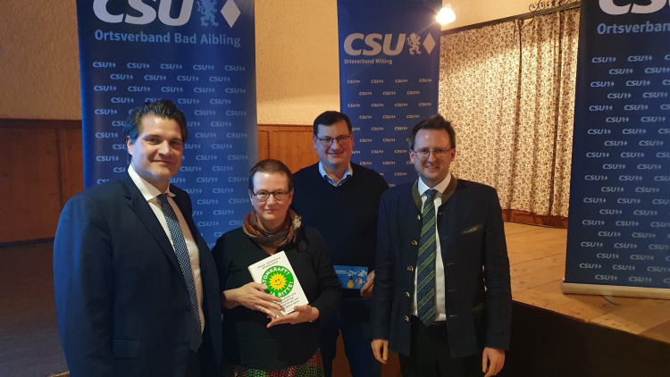 Ortsvorsitzender CSU Bad Aibling Dr. Thomas Geppert, Referentin Dr. habil. Anna Veronika Wendland, Ortsvorsitzender CSU Willing Markus Stigloher und Erster Bürgermeister von Bad Aibling Stephan Schlier