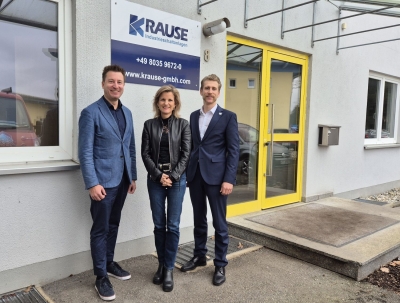 Foto von links nach rechts: Landesgeschäftsführer Andreas Burkhardt, MdB Daniela Ludwig, Landesvorsitzender Bernhard Fuchs. 