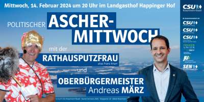 Politischer Aschermittwoch mit Oberbürgermeister Andreas März und der Rathausputzfrau alias Franz Knarr