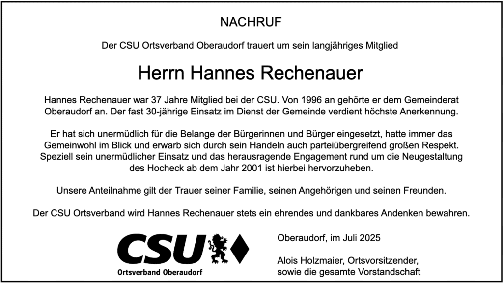 Nachruf für Hannes Rechenauer